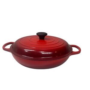 Le Creuset 30cm Red Enamel Cast Iron Braiser Dutch Oven Lid Shallow Casserole